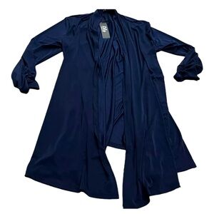 LILY by Firmiana,  Blue Open Front Cardigan, 3/4 Sleeve, Size Large, NEW